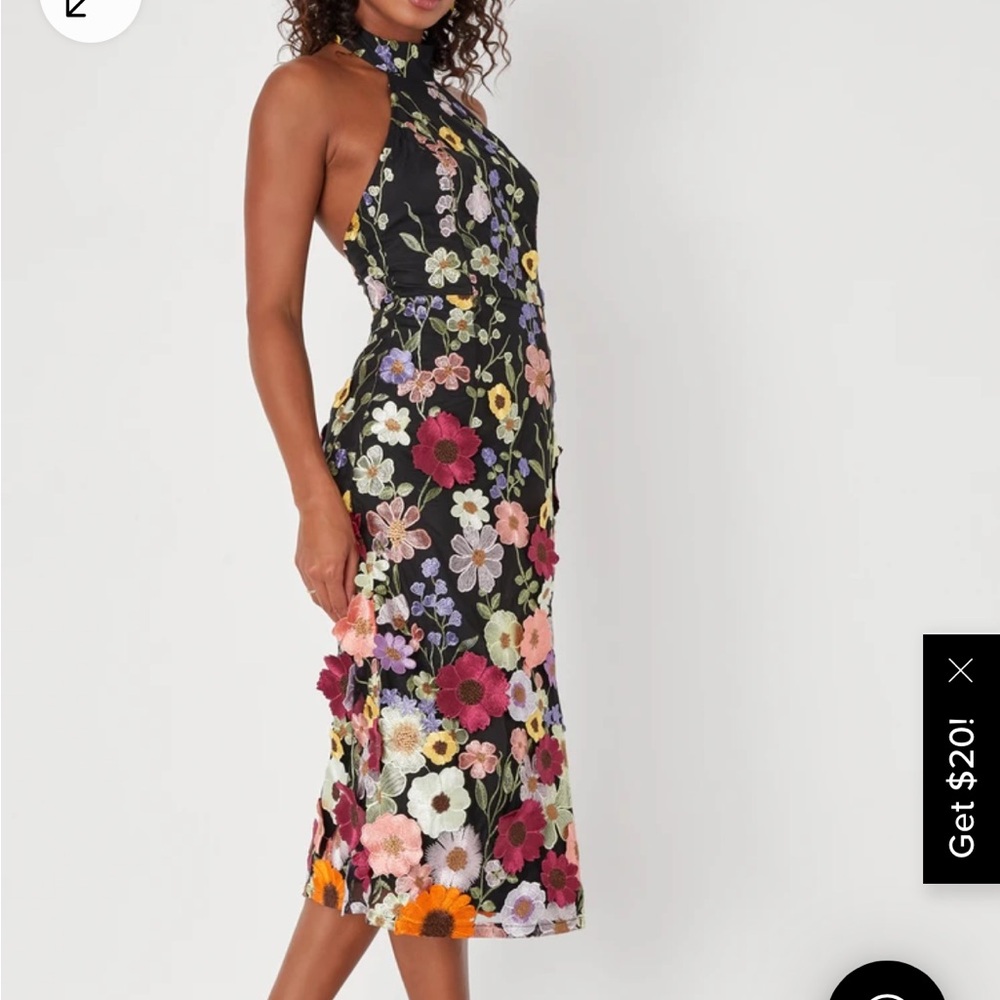 Lulu's Multicolor Floral Halter Midi Dress - Picture 5 of 5